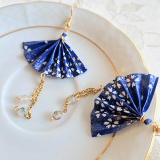 Boucles d'oreilles Eventail perles agate