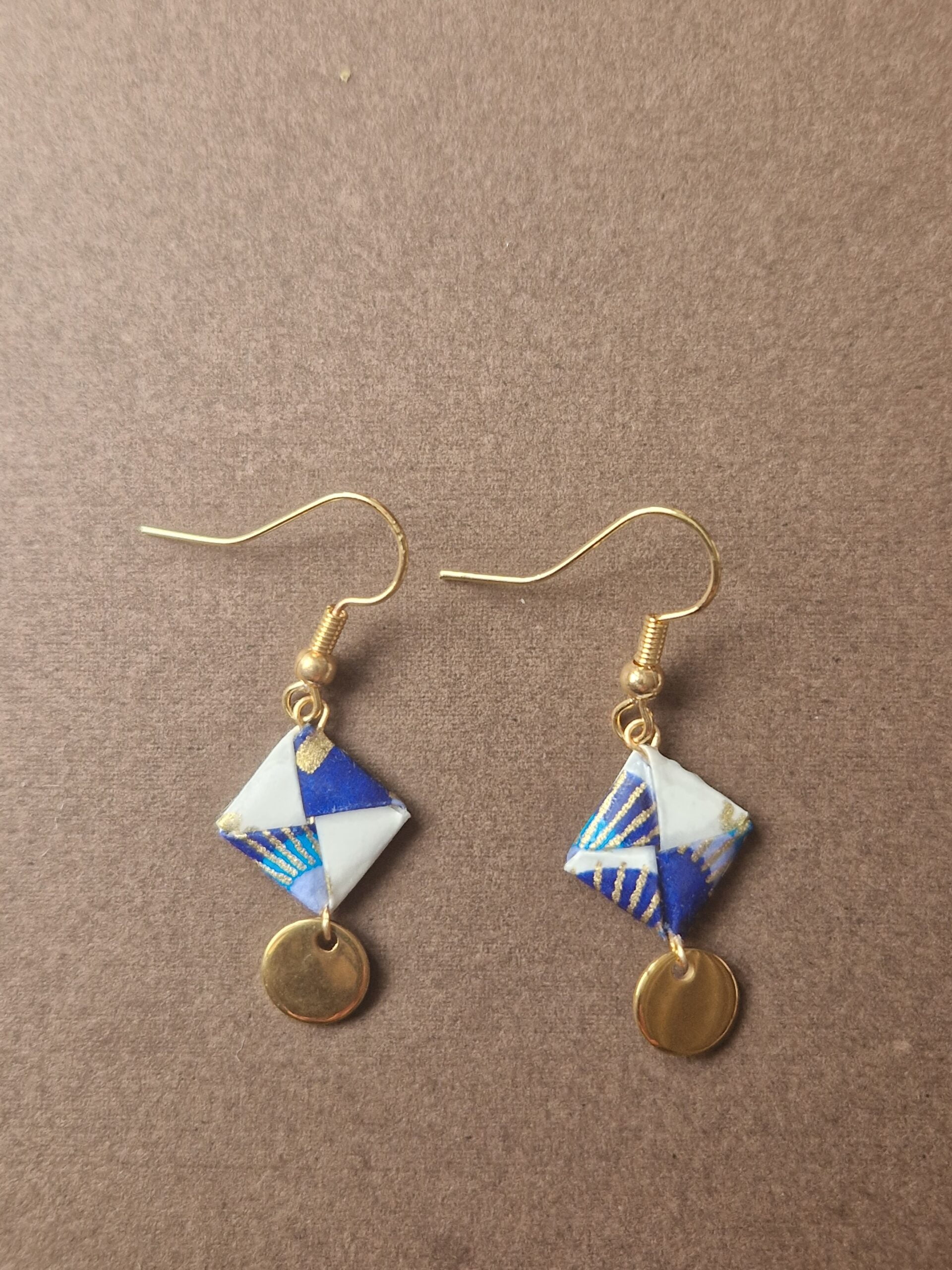 boucles d'oreilles carrés origami minimaliste