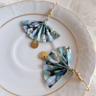 Boucles d'oreilles Eventail breloque dorée