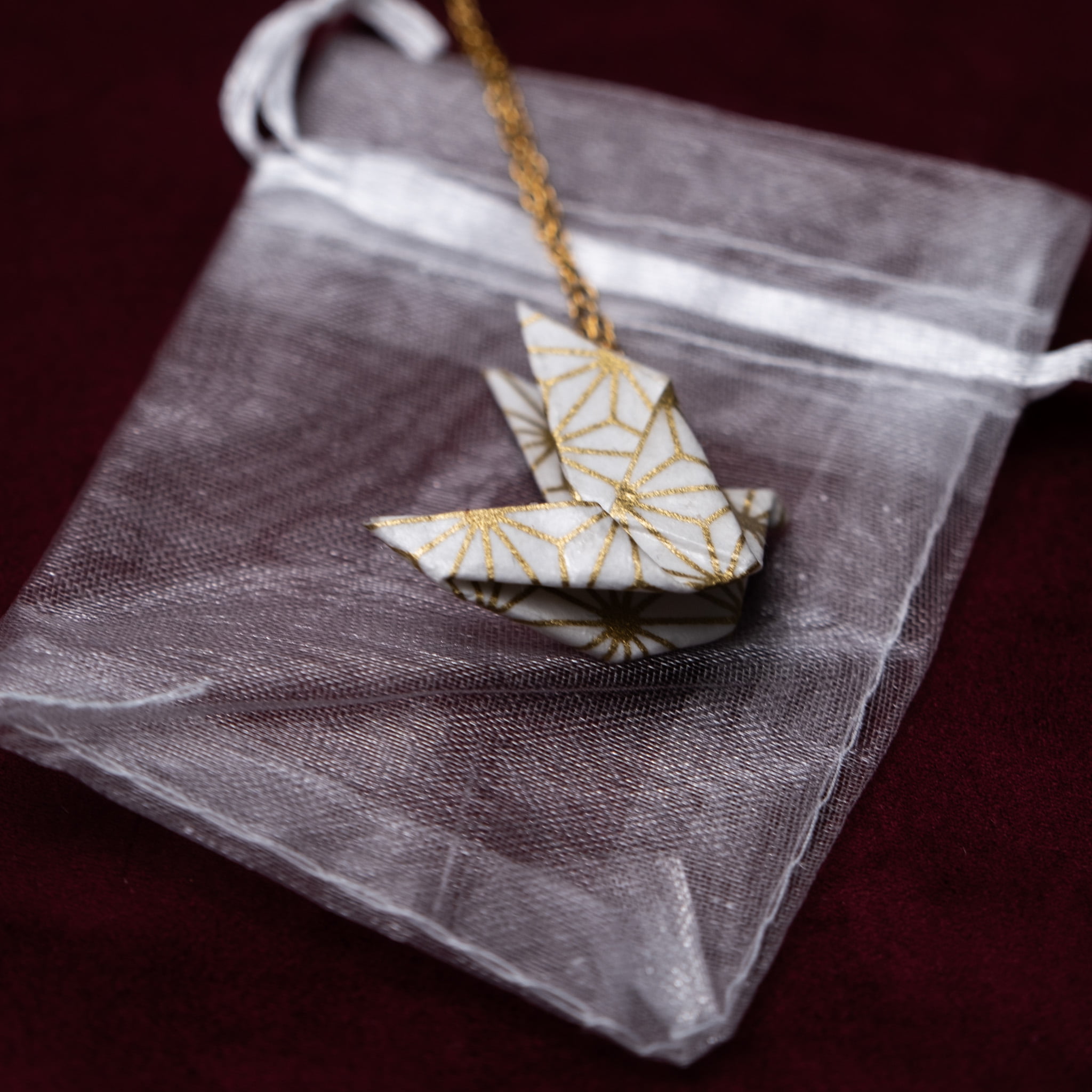 collier origami pendentif acier inoxydable