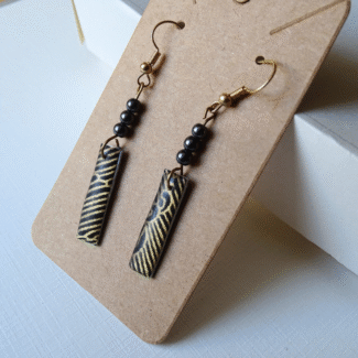 Boucles d'oreilles rectangle zebra