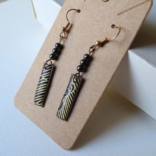 Boucles d'oreilles rectangle zebra