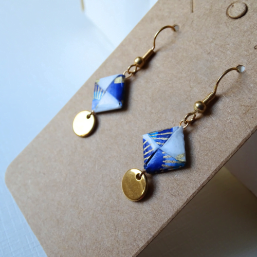 Boucles d'oreilles carré origami