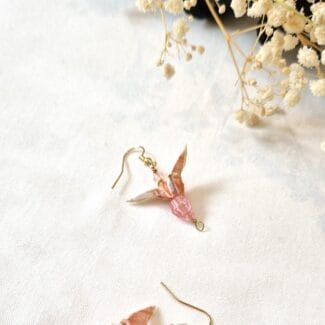 boucles d'oreilles originales en forme de grue japonaise