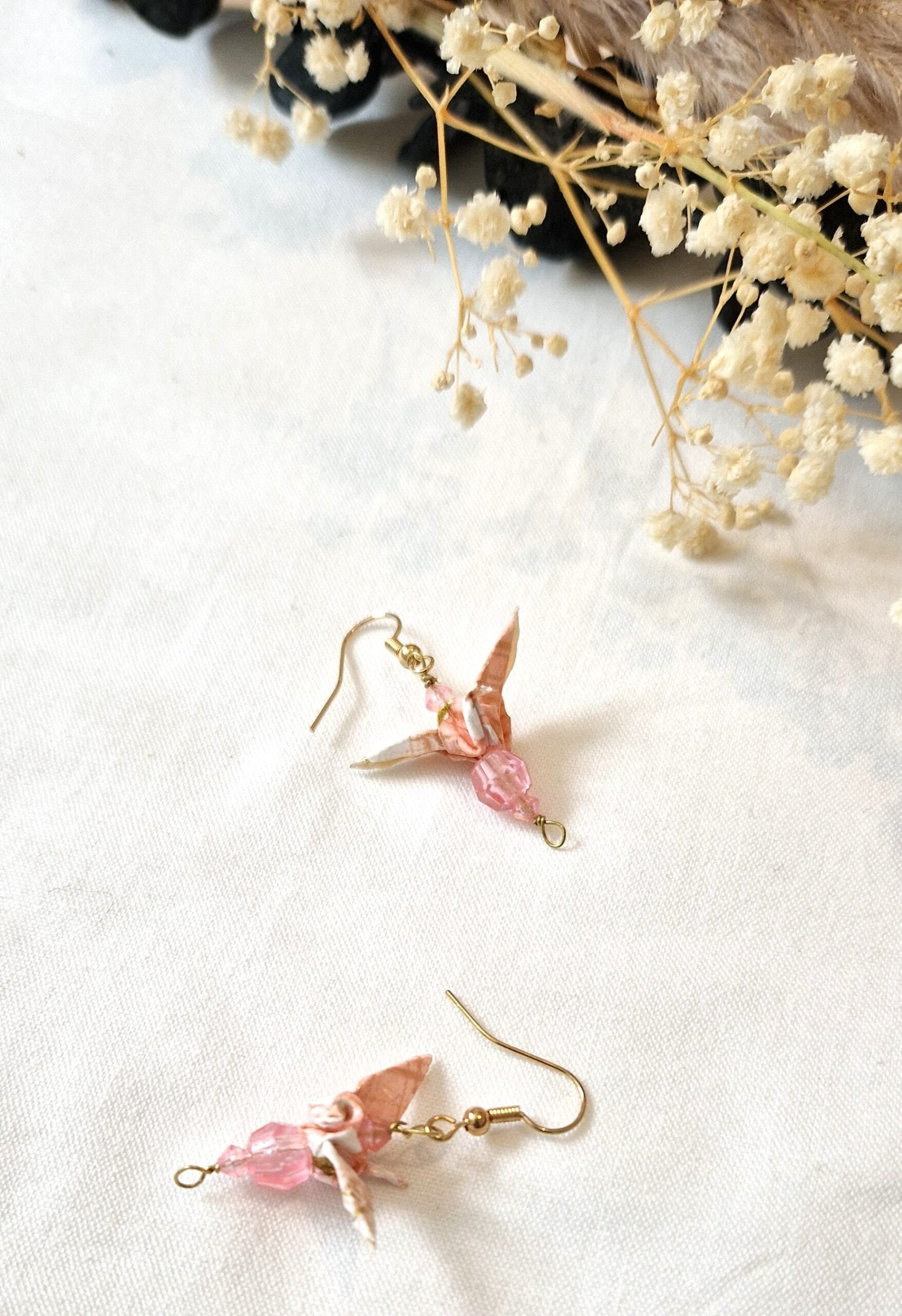 boucles d'oreilles originales en forme de grue japonaise