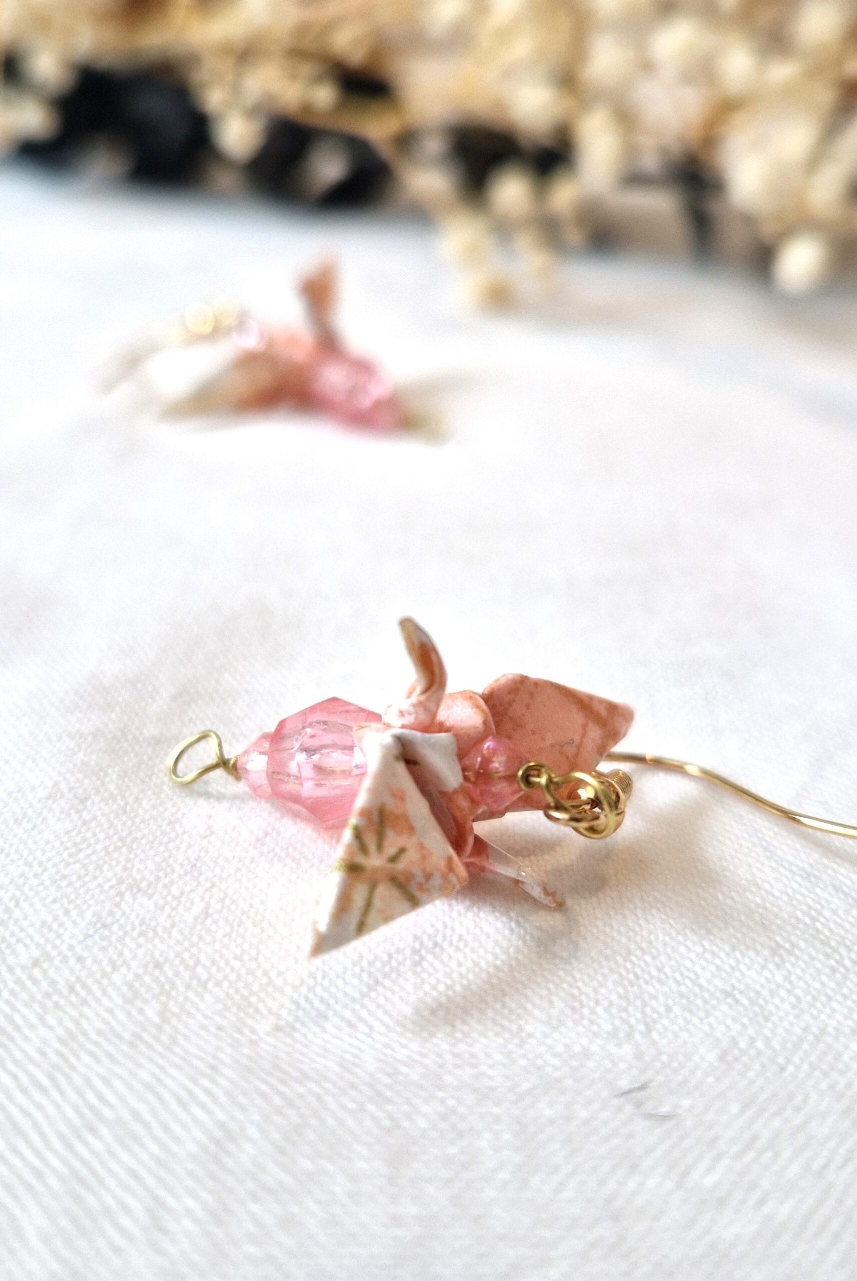 boucles d'oreilles originales en forme de grue japonaise