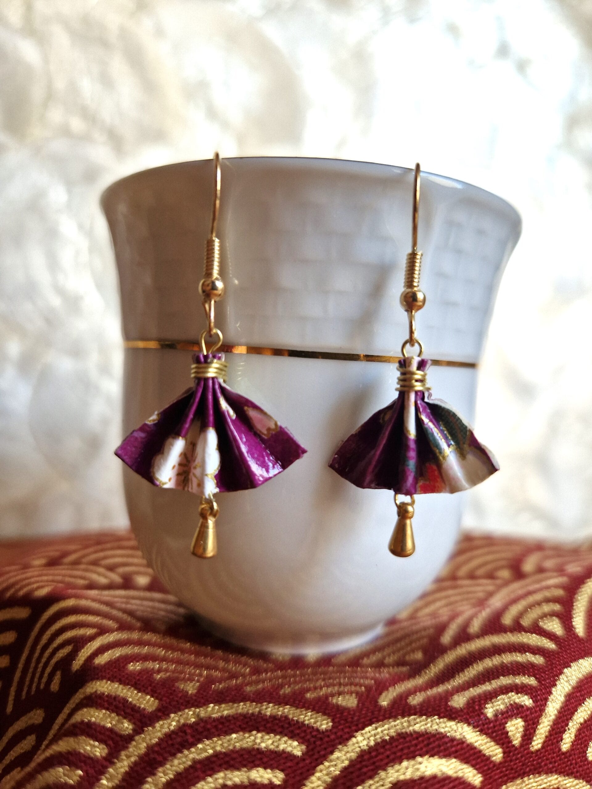 Boucles d’oreilles mini éventail japonaises Boucles d’oreilles mini éventail japonaises