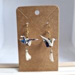 boucles d'oreilles grues pompon