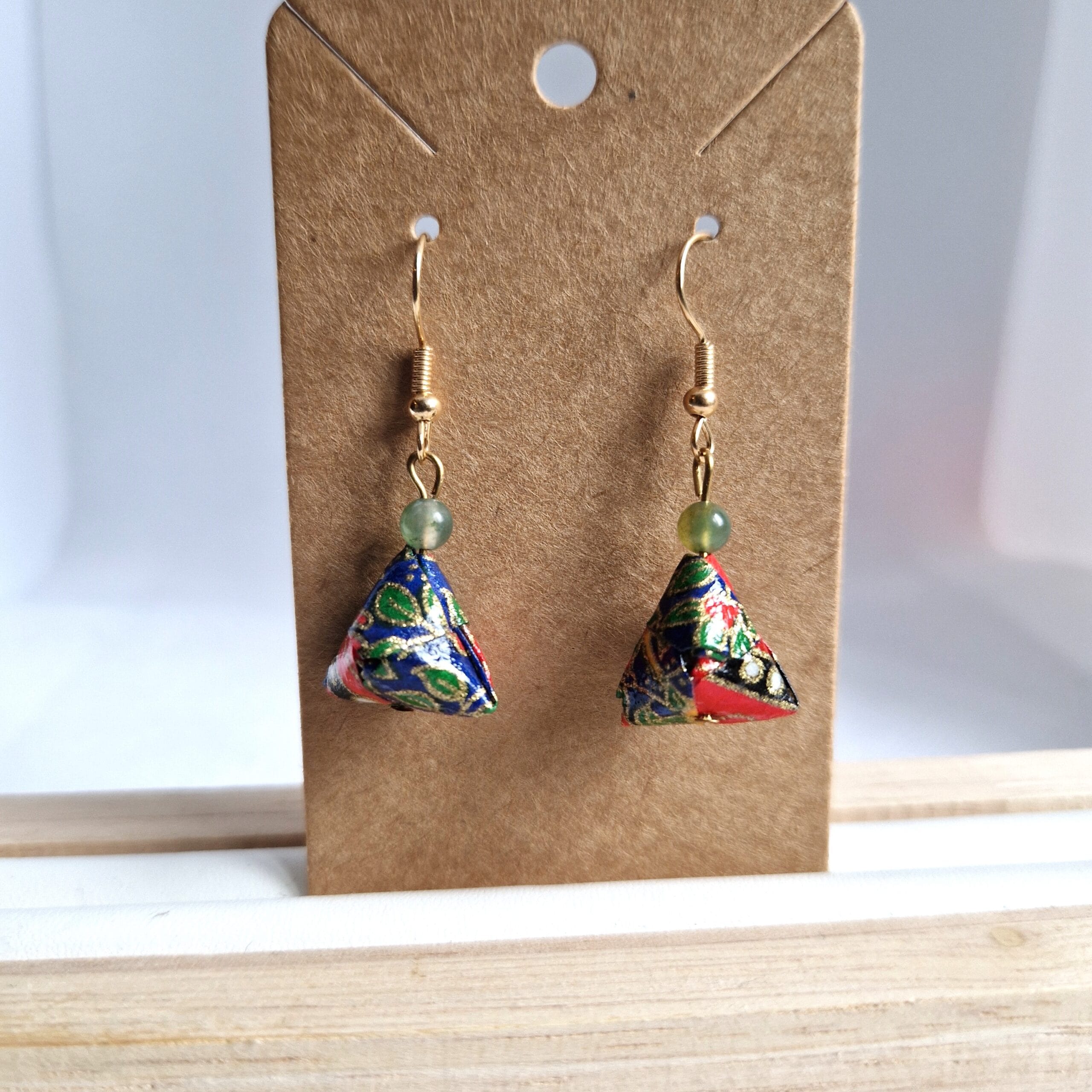 Boucles d’oreilles triangles perle agate