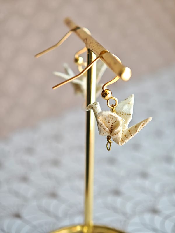 Boucles d'oreilles grue japonaise origami