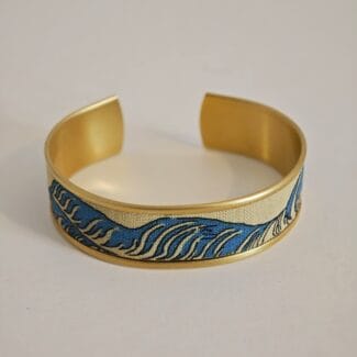 Bracelet jonc doré tissu japonais / motif traditionnel vintage / fait main