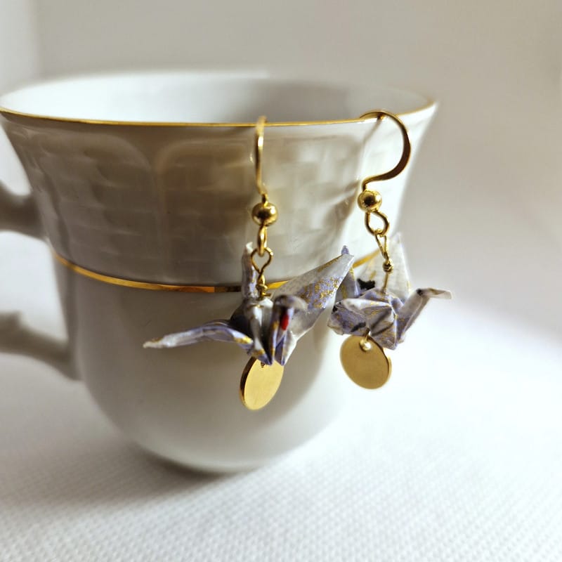 boucles d’oreilles grue japonaise