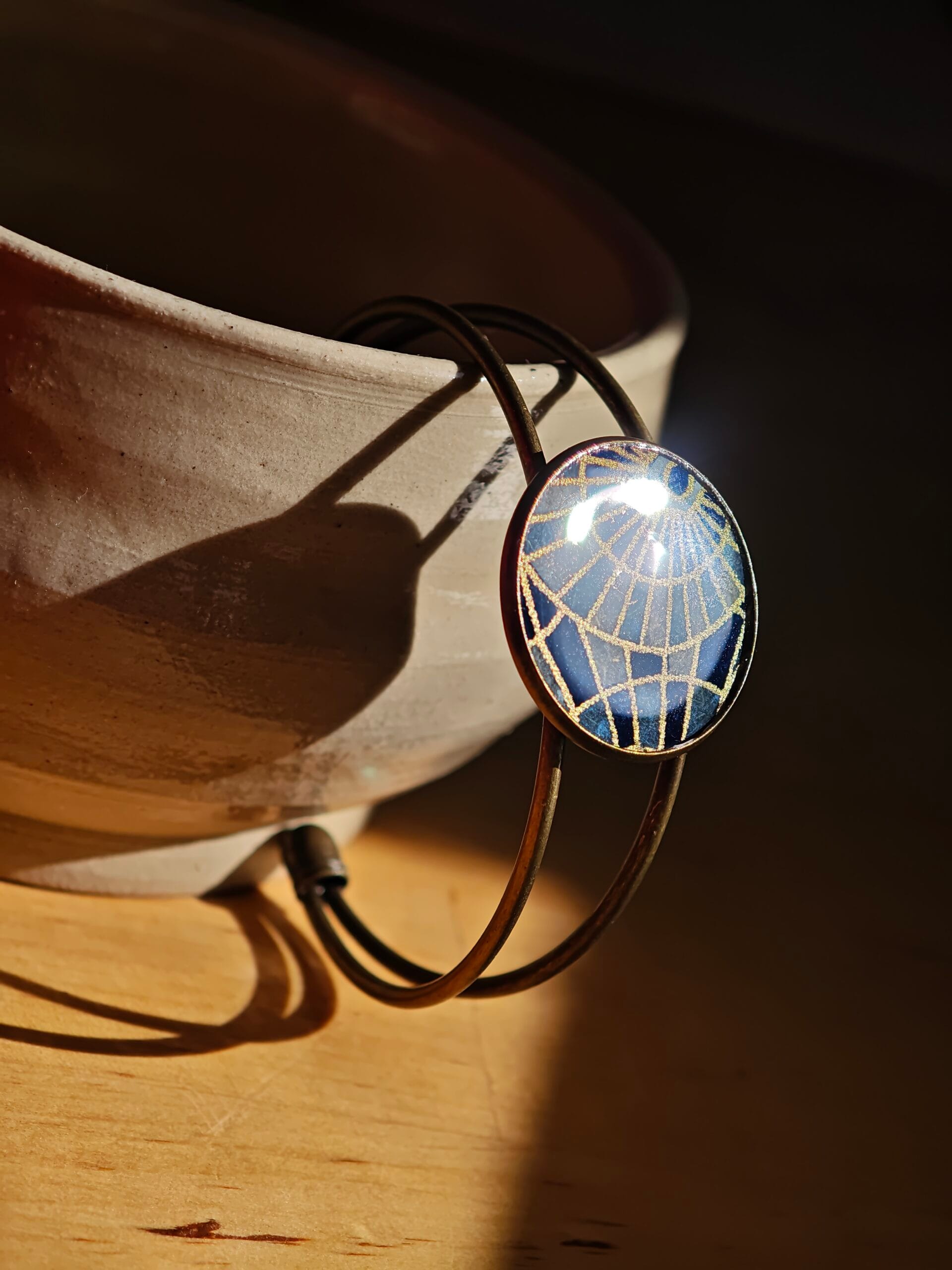 Bracelet fait main papier japonais et resine