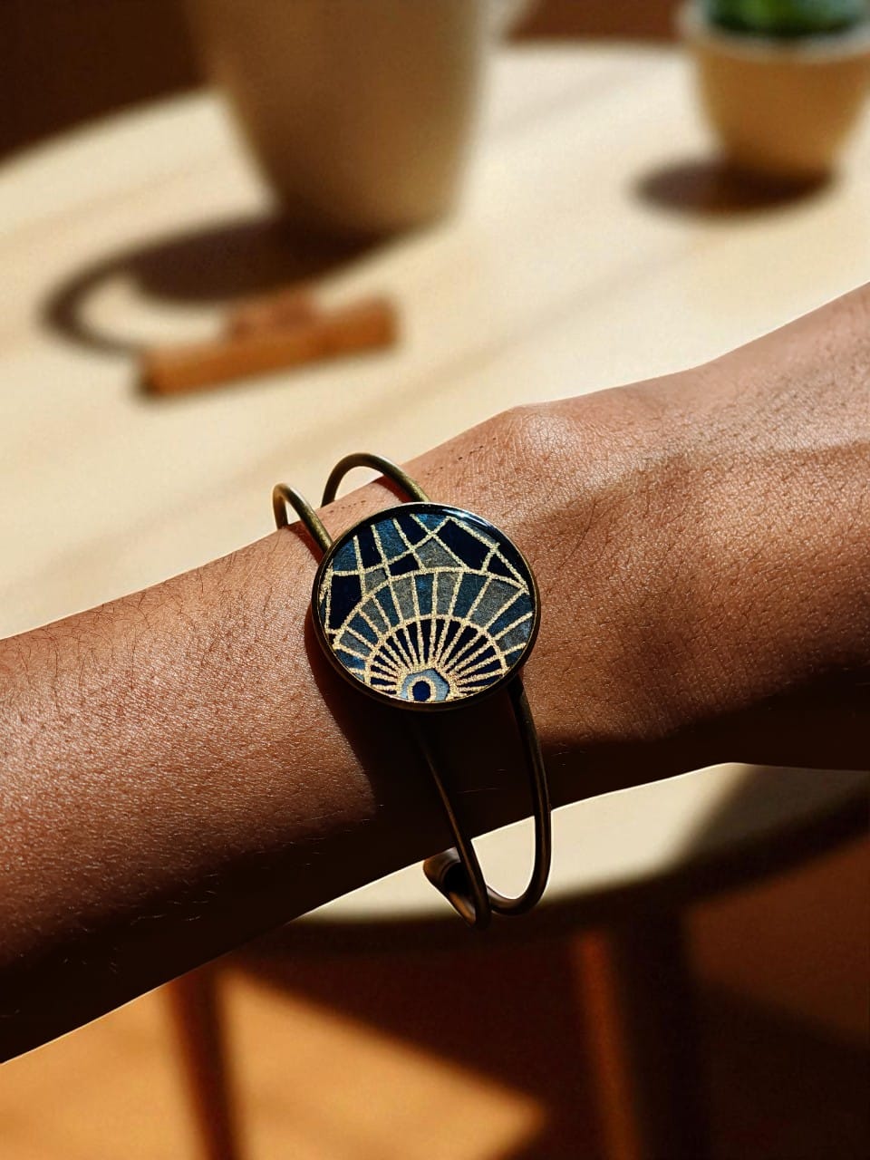 Bracelet fait main papier japonais et resine