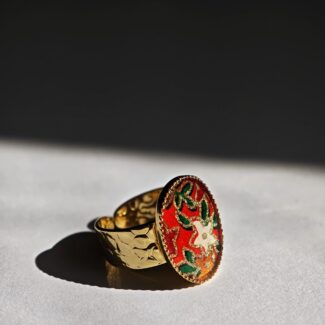 bagues japonaise rouge dorée