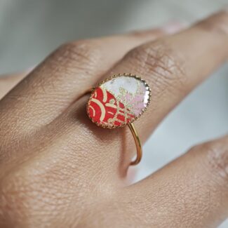bague japonaise rouge dorée papier