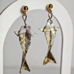 Boucles d’oreilles Carpe Koï Origami – Bijou japonais fait main