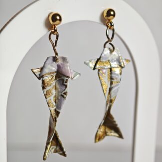 Boucles d’oreilles Carpe Koï Origami – Bijou japonais fait main