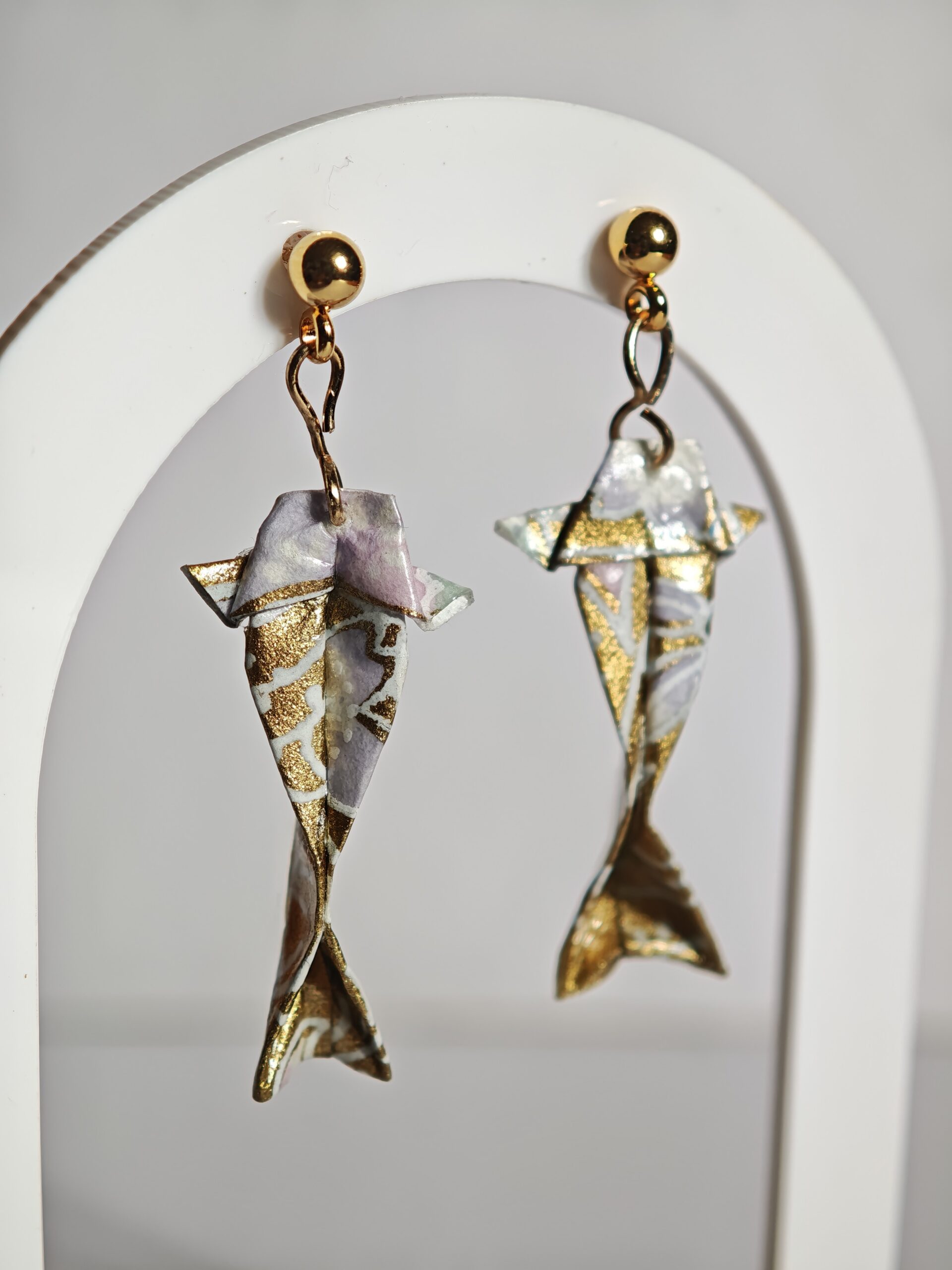 Boucles d’oreilles Carpe Koï Origami – Bijou japonais fait main
