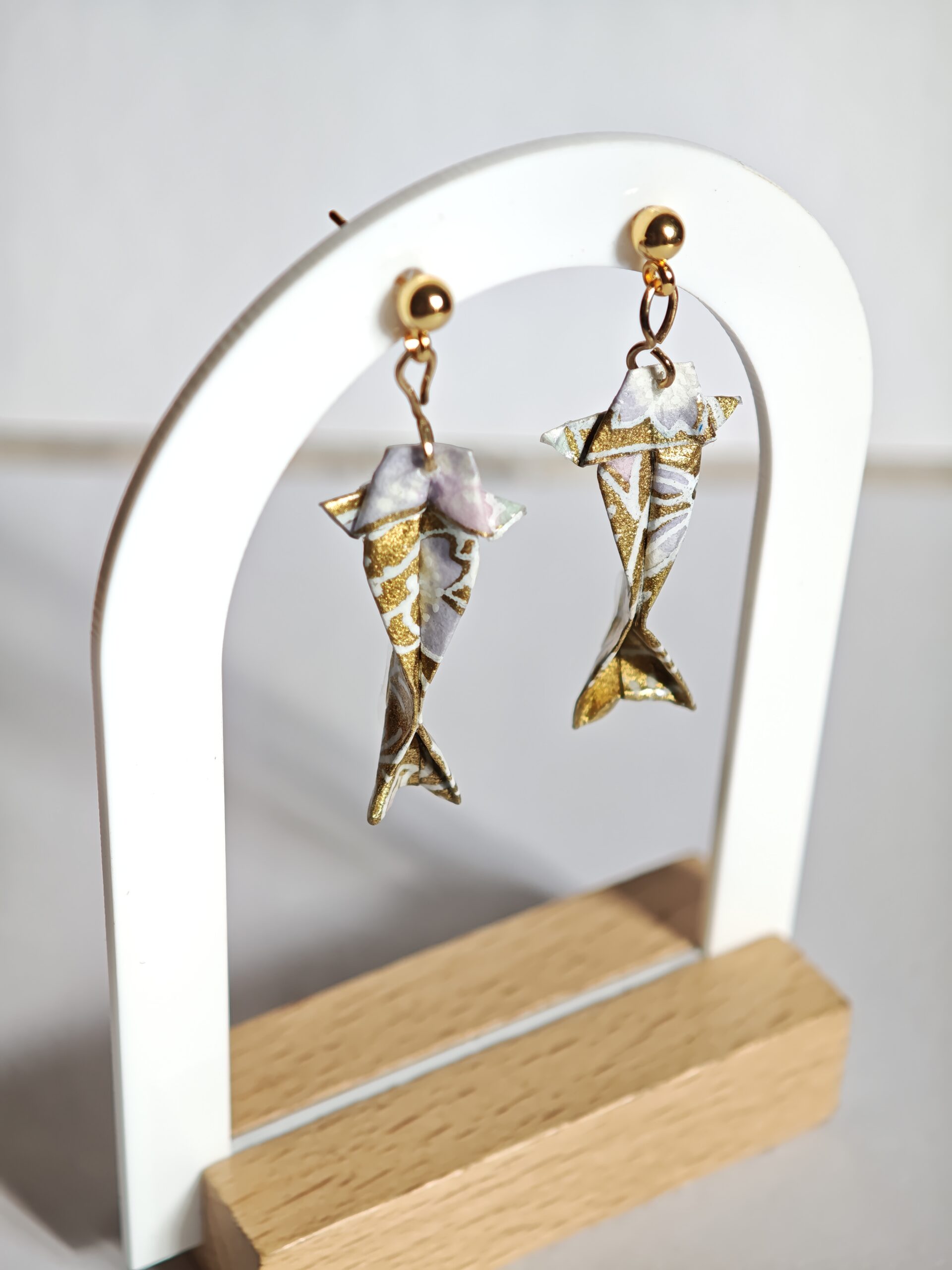 Boucles d’oreilles Carpe Koï Origami – Bijou japonais fait main