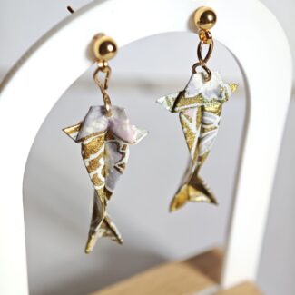 Boucles d’oreilles Carpe Koï Origami – Bijou japonais fait main