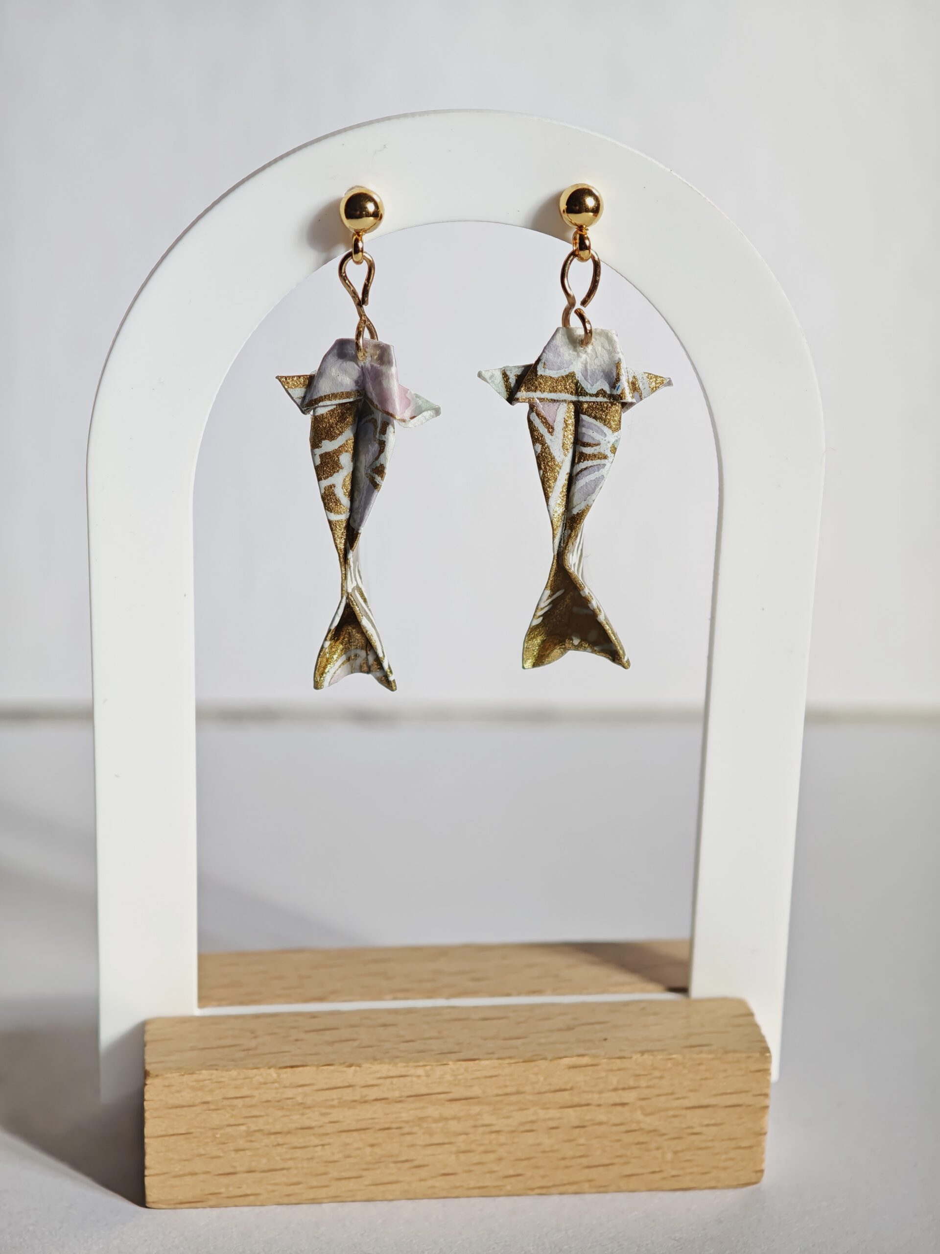 Boucles d’oreilles Carpe Koï Origami – Bijou japonais fait main
