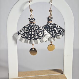 Boucles d’oreilles éventail en origami faites main en papier japonais washi, bijoux artisanaux légers inspirés du Japon