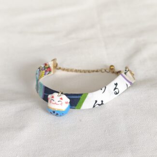 Bracelet tissu chat Maneki porte bonheur japonais