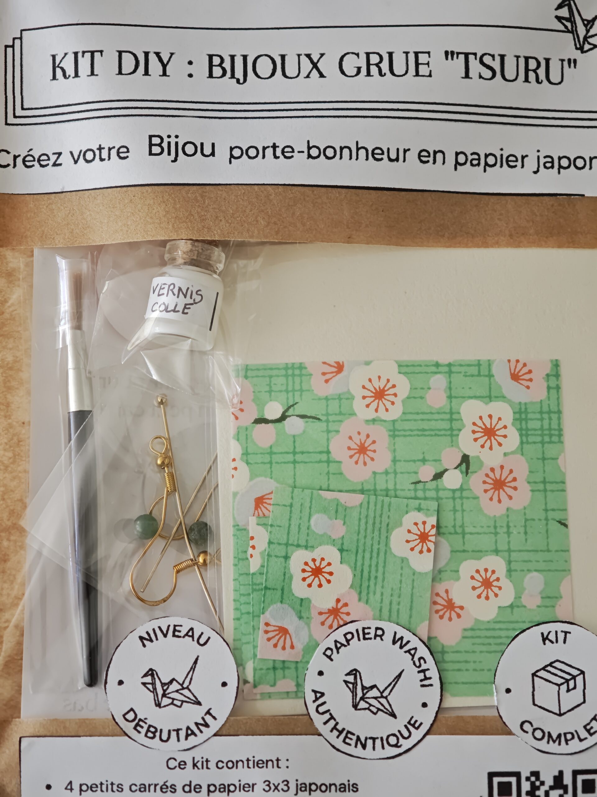 kit origami boucles d'oreilles grues