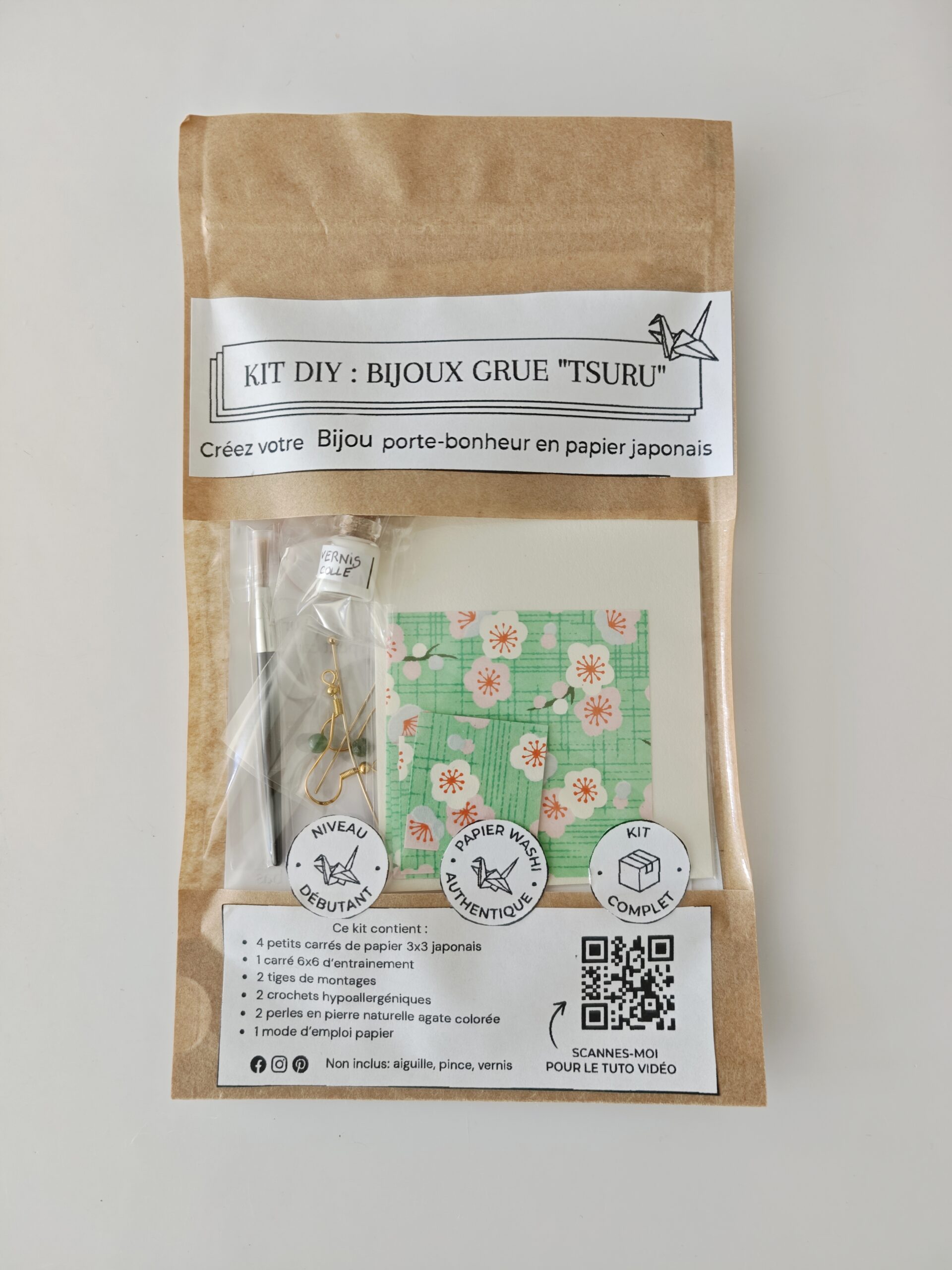 kit origami boucles d'oreilles grues