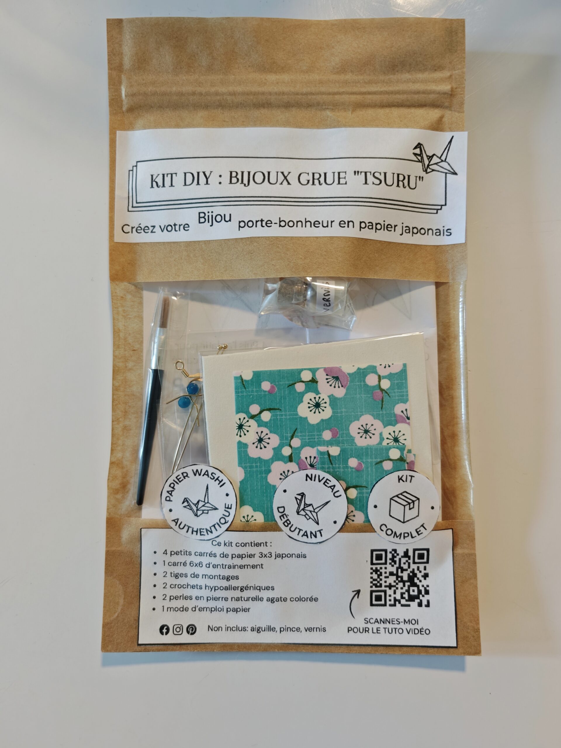 kit origami boucles d'oreilles grues