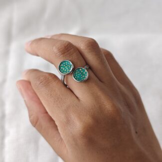 Bague métal couleur argent papier japonais réglable