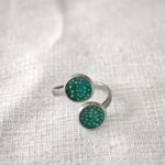 Bague métal couleur argent papier japonais réglable