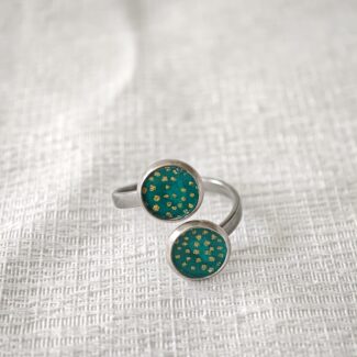 Bague métal couleur argent papier japonais réglable