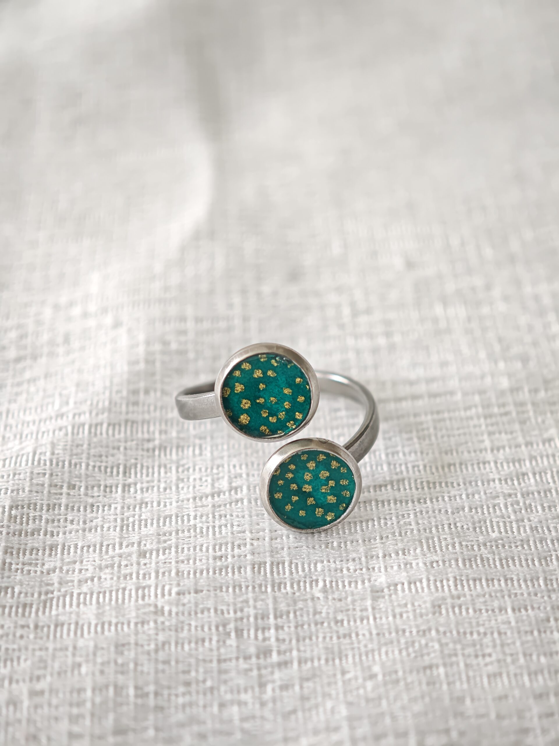 Bague métal couleur argent papier japonais réglable