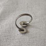 Bague métal couleur argent papier japonais réglable