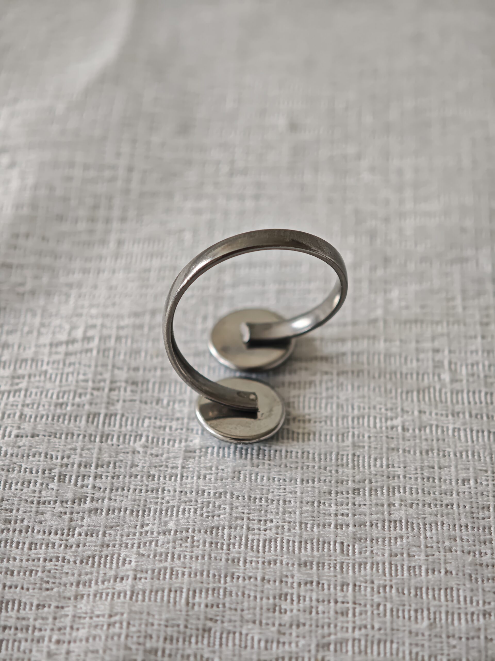 Bague métal couleur argent papier japonais réglable