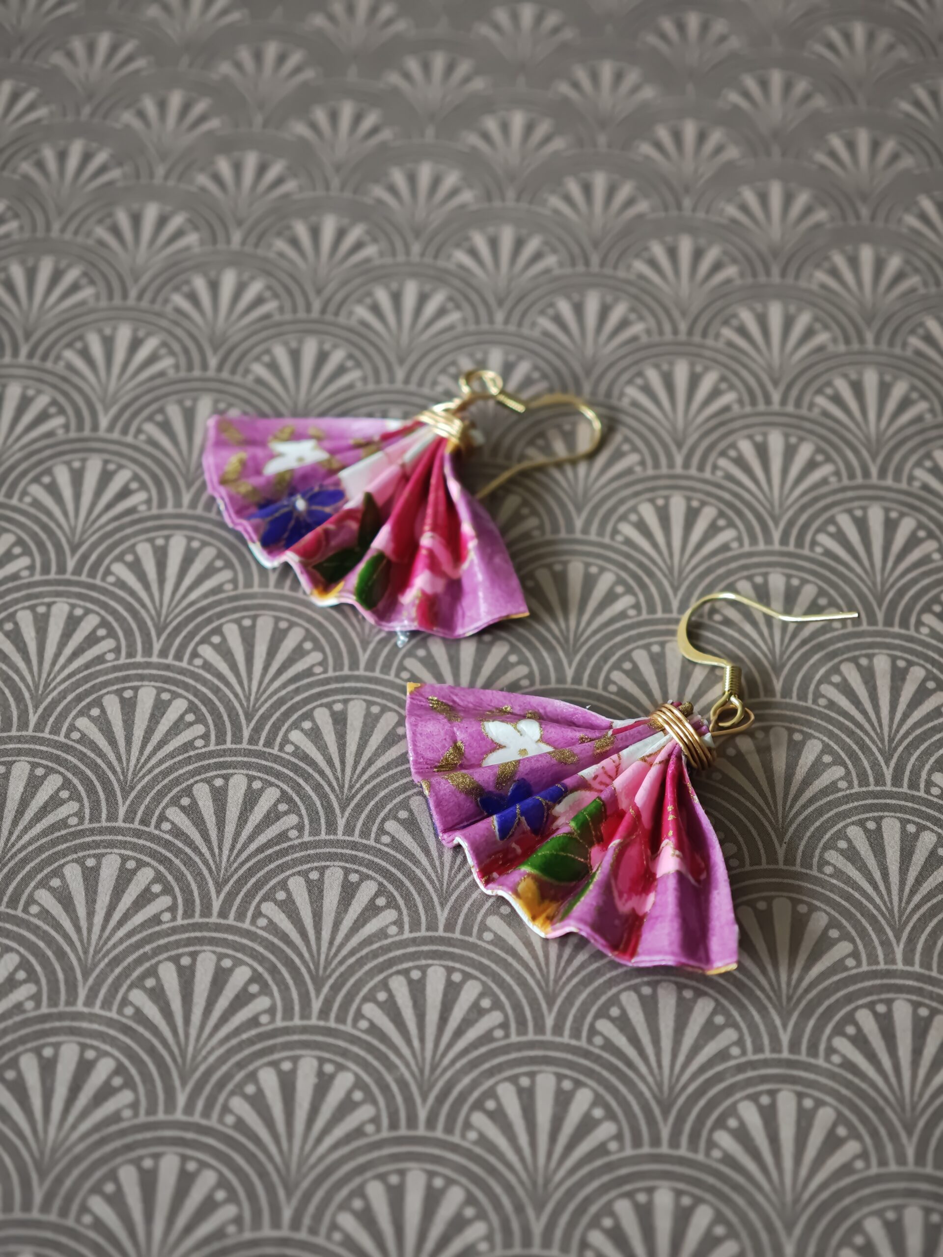 boucles d'oreilles origami papier eventail boucles d'oreilles origami papier eventail