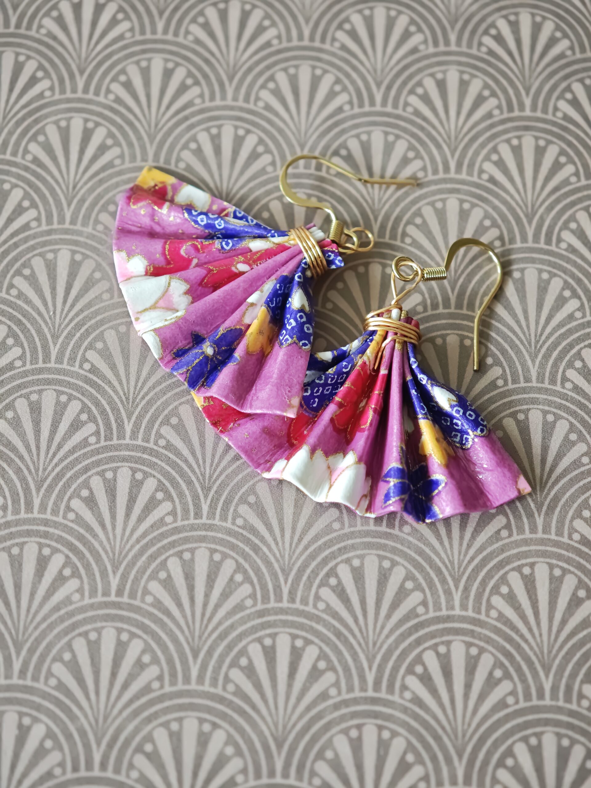 boucles d'oreilles origami papier eventail boucles d'oreilles origami papier eventail
