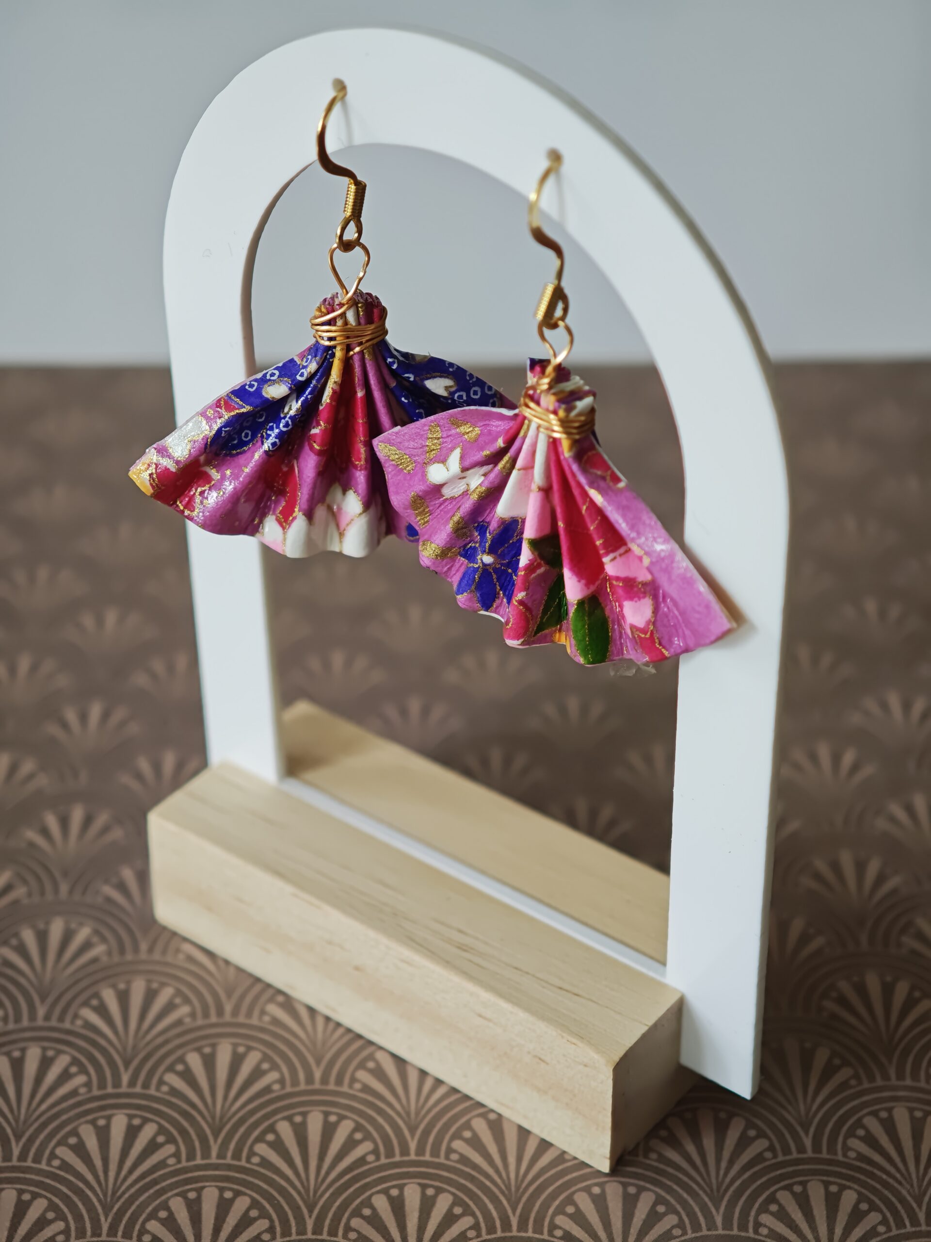 boucles d'oreilles origami papier eventail boucles d'oreilles origami papier eventail