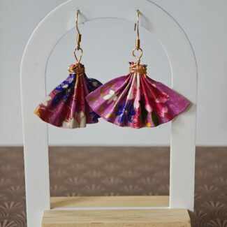 boucles d'oreilles origami papier eventail