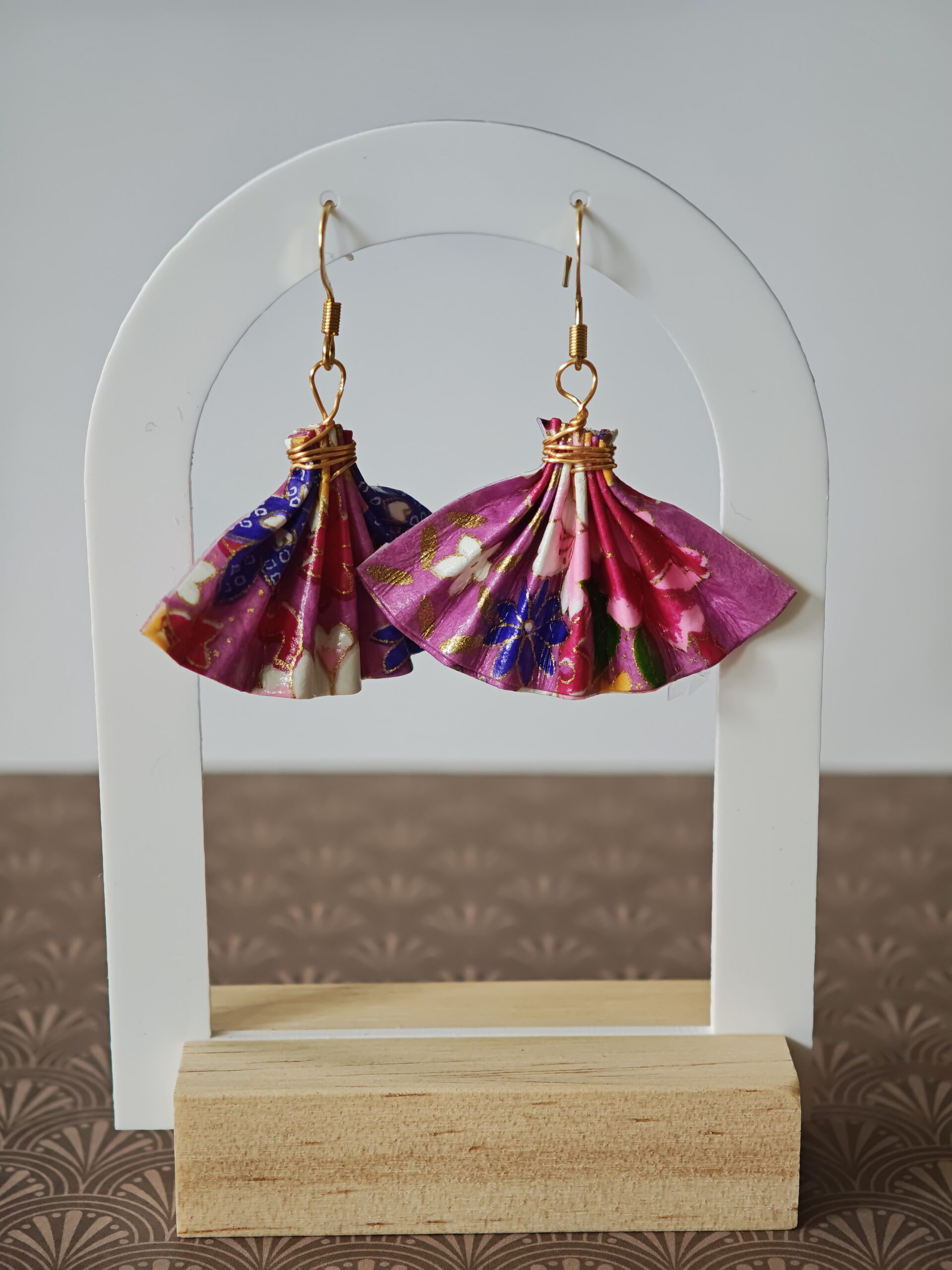 boucles d'oreilles origami papier eventail boucles d'oreilles origami papier eventail
